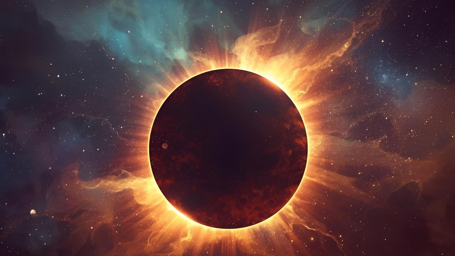 A solar eclipse in the sky.